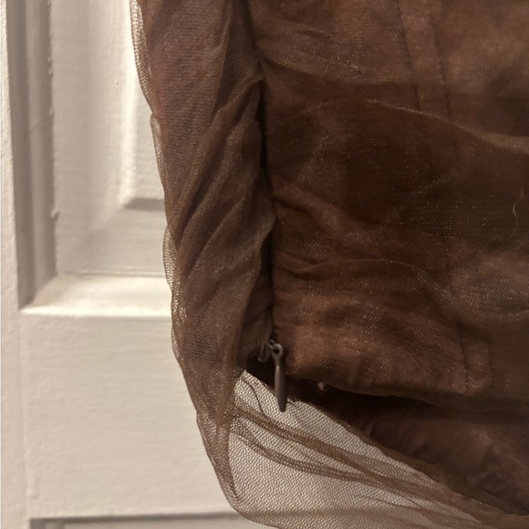 Zara Women’s Tulle Chocolate Brown Strapless Corset Bustier Going Out Top - Picture 4 of 5